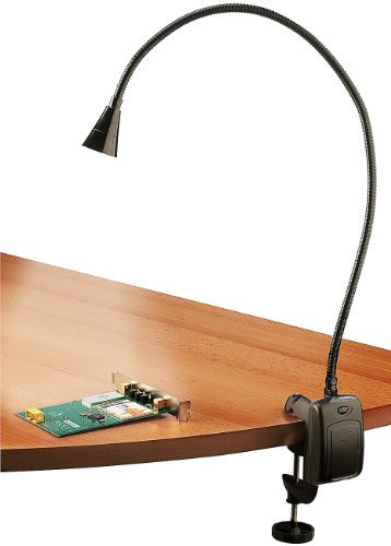 Lunartec Schwanenhalslampe: LED-Grill-, BBQ- & Arbeits- Schwanenhals-Lampe mit Schraubklemme (Grill Leuchte, Grilllampe, Tischleuchte Batterie)