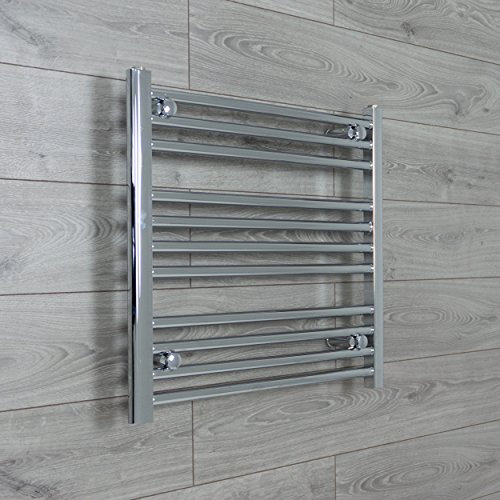 companyblue 700mm wide x 600mm high Heated Towel Rail Straight Flat Chrome Bathroom Warmer Radiator Rack Central Heating
