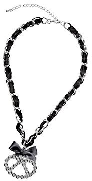 Edelnice Trachtenmode Trachtenkette Edelweiß mit funkelnden Swarovskisteinen und Satinschleife Farbe pink, schwarz, dunkelblau, Flieder oder rot