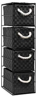 Arpan Black 4-Drawer Storage Unit Ideal for Home/Office/Bedrooms (4-Drawer 18x25x65cm)