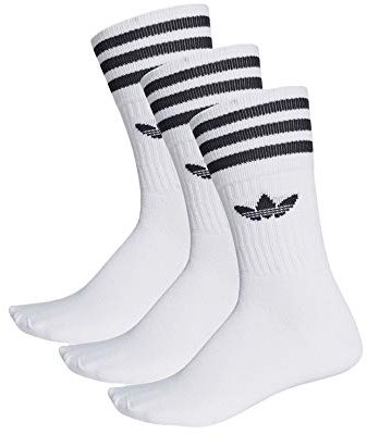 Adidas Solid Crew 3 Pezzi Calze, Uomo, Bianco (White/Black), 43-46