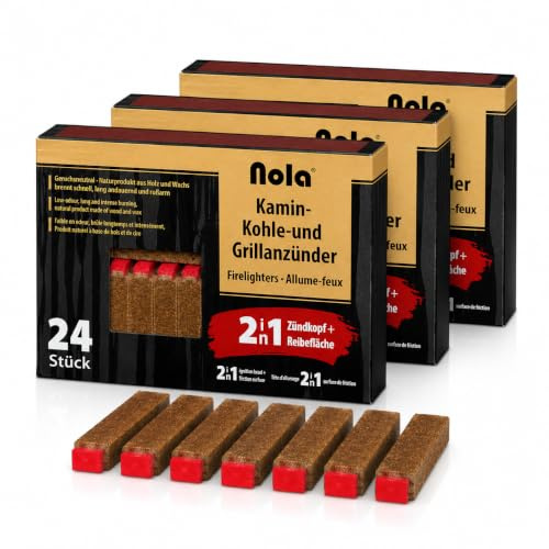 KM Firemaker 3 Schachteln á 24 Grillanzünder (72 Anzünder) Kaminanzünder aus Naturholz mit Anzündkopf, geruchsneutrale Anzünder, Ofenanzünder Art. 276