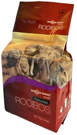 African Dawn Rooibos Tea 40 Tagless Bags 3.5 oz (Black Currant)