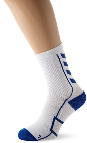 Hummel Sportsocken kurz Unisex mit Polsterung div. Farben - REFLECTOR TECH INDOOR SOCK LOW - Socken antibakteriell für Sport & Fitness - Strümpfe Mesh Belüftung, weiß (White/True Blue), 14, 21-074-9368