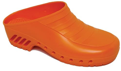 Gima - Zoccoli Professionali, Anatomici, Unisex, Antiscivolo, Antistatici, Tomaia Non Forata, Suola Forata, Colore Arancione, Misura 34 EU, 1 Paio