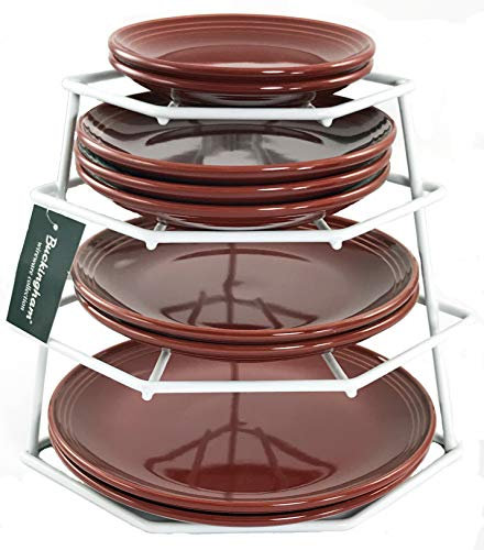 Buckingham 4 Tier Corner Plate Rack White Kitchen Cupboard Storage Organiser Premium Quality Dish Rack Space Saver Shelf Organiser 23 Cm