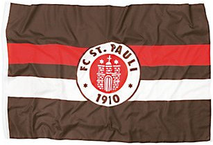 St Pauli Fahne - rot/weiß/braun - eine Größe