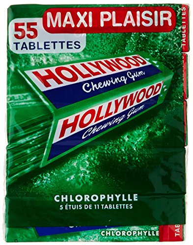 Hollywood Chewing gum Chlorophylle 5 paquets de 11 tablettes