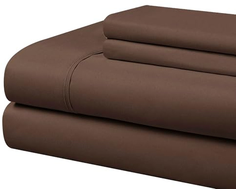 Cathay Home Twin Sheet Set, Ultra-Soft Microfiber Bed Sheets, Brown