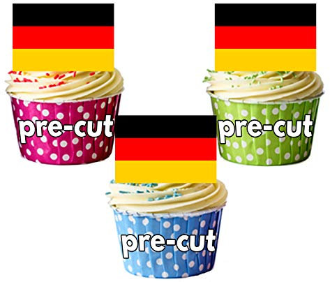 Deutschland Deutsch Deutschland Flagge Kuchen Dekorationen – essbar Stand-up Cupcake Topper (12 Stück)