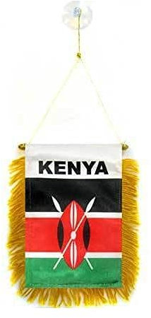 AZ FLAG BANDERIN de Kenia 15x10cm con Ventosa - BANDERINA KENIANA 10 x 15 cm para Coche