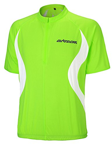 Airtracks Herren Fahrradtrikot Kurzarm Team Radtrikot Jersey Bike Radler Shirt Atmungsaktiv Schnelltrocknend Reflektierend Größen XS S M XL XXL XXXL XXXXL - neon - XXL