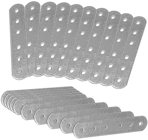 OMIDEAS 20 x Piastre di giunzione per riparazione ( 100 x 16 x 1.5 ) Connettore di fissaggio per mobili in legno, Zincato Argento
