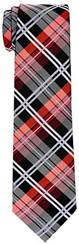 Retreez Jungen Gewebte Krawatte Elegante Tartan Plaid Karo - 8-10 Jahre - schwarz und rot