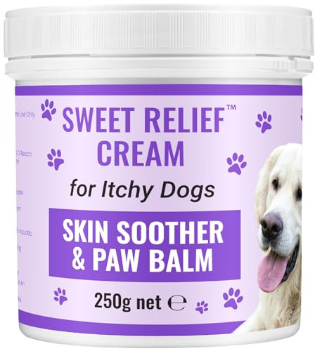 Biteback Products Sweet Relief® - Itchy Dog Cream, Benzyl Benzoate Antiseptic Skin Cream for Dogs, Dry Skin, Paw Balm, Ear Care & Rash Aid Support Cream, Skin Care for Dogs, Pet Supplies - 250g