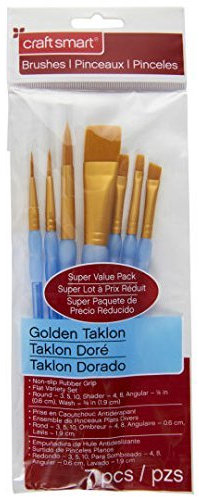 Flat Variety Brush Set Golden Taklon, 7 Pc by Craft Smart