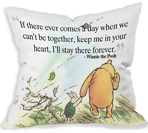 Deko-Kissen / Kissenbezug mit süßem „Winnie the Pooh“-Motiv und -Spruch (20 x 20 cm beide Seiten)