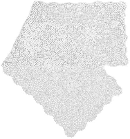 Tischset, handgefertigt, Baumwolle, Häkelspitze, 40,6 x 89,9 cm, Weiß