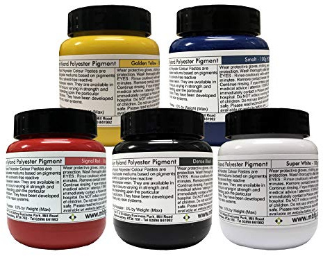 Polycraft LR 5pk - 100g Polyester Resin - Gelcoat - Flocoat Pigment - (5 x 100g Jars) - Polyester Colour Pigment