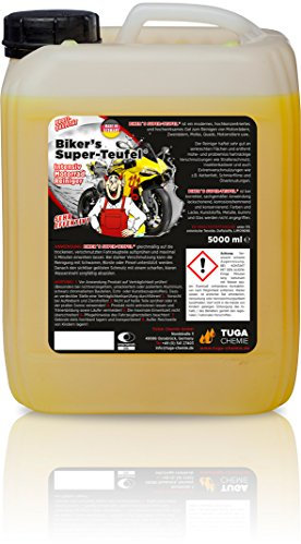 TUGA Chemie Biker’s Super Teufel Motorrad- & Fahrradreiniger – Kraftvoller Aktiv-Gel Reiniger für Felgen, Rahmen & Lack – Entfernt Schmutz, Öle & Bremsstaub - 5 L Kanister - Made in Germany
