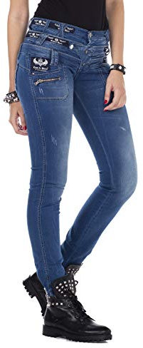 Cipo & Baxx Damen Jeans CBW-0282 Blau - Regular Fit Straight Jeans Hose - Raffiniertes Design, Atemberaubender Look, Angenehmes Gefühl - CBW-0282 Blau W30-L34