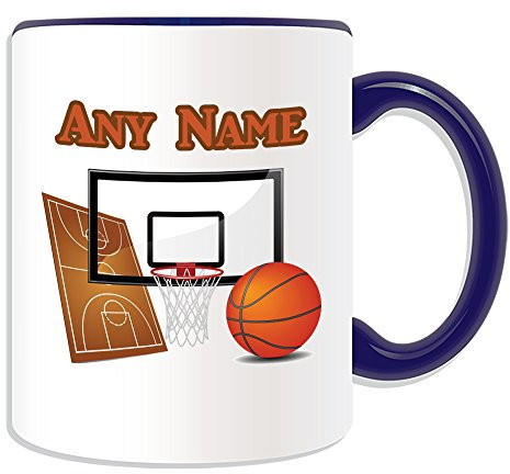 UNIGIFT Regalo personalizado – Taza de baloncesto (tema de diseño deportivo, opciones de color) – Cualquier nombre/mensaje en tu taza única – Tablero de la NBA Slam Dunk