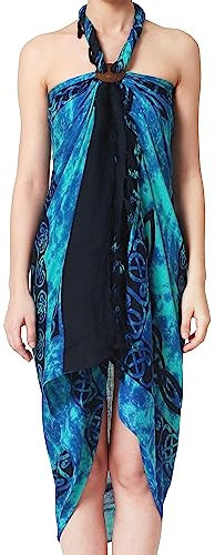 Ciffre Sarong Pareo Wickelrock Strandtuch Tuch Wickeltuch Handtuch Türkis Keltisch + Schnalle
