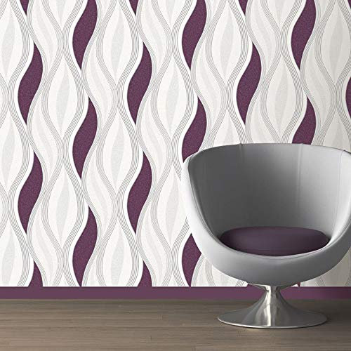 Purple Glitter Waves Silver White Quality Textured Vinyl Feature Wallpaper