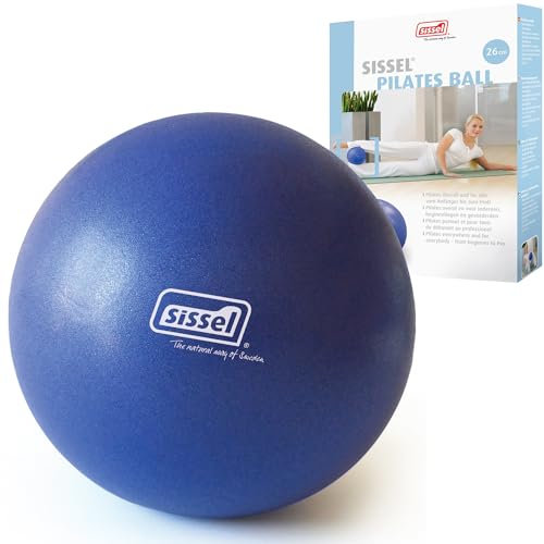 SISSEL® Pilates Soft Ball blau | 26 cm | PVC phtalatfrei & latexfrei | Für Tiefenentspannung & Muskulatur-Kräftigung | 155 kg Belastbarkeit | Inklusive Übungsanleitung