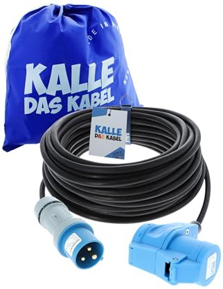 Rallonge CEE en caoutchouc avec fiche coudée 230 V H07RN-F 3G 1,5 mm² de chez Kalle Das Kabel., 230V
