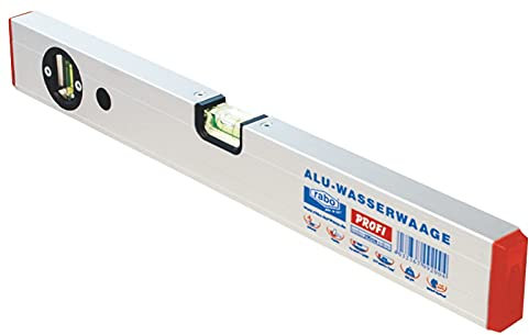 rabo Alu-Wasserwaage 20 cm „Profi“ – Aluminium-Hohlprofil 50×23 mm, justierbare Libellen, 0,5 mm/m Messgenauigkeit, natureloxiert, stoßgeschützt, Made in Germany