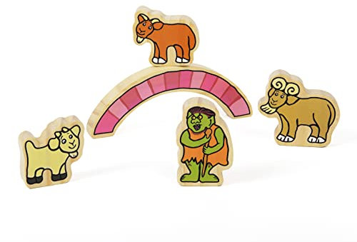 Yellow Door The Billy Goats Gruff Wooden Character Set | 3 Billy Goats Fairy Tales | Set of Five Wooden Toy Figures | Develop Early Language and Story Telling Skills | Toddler educational toy | 18m +