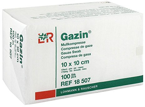 GAZIN Mullkomp.10x10 cm unsteril 12fach Op 100 St