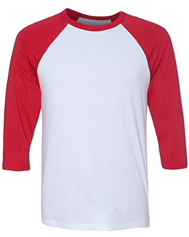 Baseball-Shirt aus Canvas-C3200-Material, Unisex, 3/4-Arm, meliert Gr. XL, weiß / rot