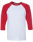 Baseball-Shirt aus Canvas-C3200-Material, Unisex, 3/4-Arm, meliert Gr. XL, weiß / rot
