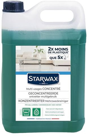 STARWAX - Nettoyant Fraîcheur Pin des Landes - Nettoie et Dégraisse les Sols et Surfaces Lavables - A Base d'Huiles Essentielles de Pin - Sans Rinçage* - Fabriqué en France - 5L - 200m² -