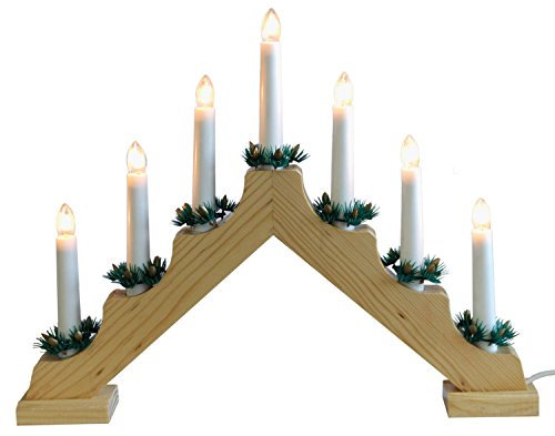 Puente de velas con 7 luces, colores naturales, arco de velas, decoración de luces navideñas, iluminación interior