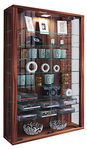 VCM Wandvitrine 59x18x91 cm 2 Türen 9 Fächer Glas Wandmontage Büro