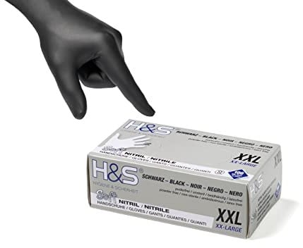 ISC Hygiene & Safety Nitrilhandschuhe XL, Einweghandschuhe, Einmalhandschuhe, Kochhandschuhe Lebensmittel - 100 Stück Größe 10 X-Large schwarz puderfrei non latex latexfrei - Gummihandschuhe Einweg