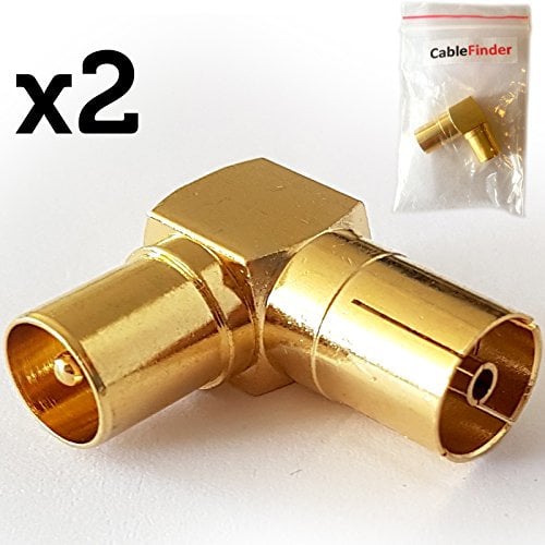 Loops QTY 2 - Right Angled 90 Degree Aerial Adapter -TV Male To Female Connector- RF Coaxial Coax Plug Socket OFFICIAL