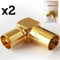 Loops QTY 2 - Right Angled 90 Degree Aerial Adapter -TV Male To Female Connector- RF Coaxial Coax Plug Socket OFFICIAL