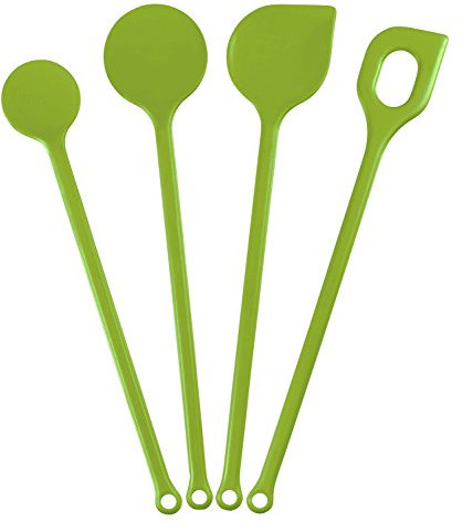 Kigima Kochlöffel Set 4 Stück in Grün– Hochwertige Küchenutensilien aus hitzebeständigem Kunststoff – ideales Küchenhelfer Set für Ihre Küche – vielseitiges Kochbesteck Set