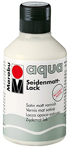 Marabu 11370013000 - Farbloser aqua Seidenmattlack, transparent 250 ml Flasche, seidenmatter Acryl-Lack auf Wasserbasis, für Hobby und Freizeit, zum Lackieren vieler Bastelarbeiten und Materialien
