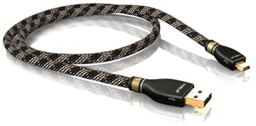 VIABLUE KR-2 Silver USB-Kabel 2.0 * Typ A/Mini-B * Triple-Shield Technologie * 24 Karat echtvergoldete Kontakte * inkl. Sleeve * 150 cm * 1.5 m
