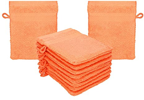 Betz Premium Lot de 10 Gants de Toilette en éponge lavettes pour Le Visage en 100% Coton Gant de Toilette pour bébé Couleur Orange