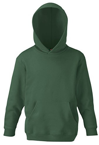 Fruit Of The Loom Childrens Unisex Hooded Sweatshirt / Hoodie (9-11) (Bottle Green)