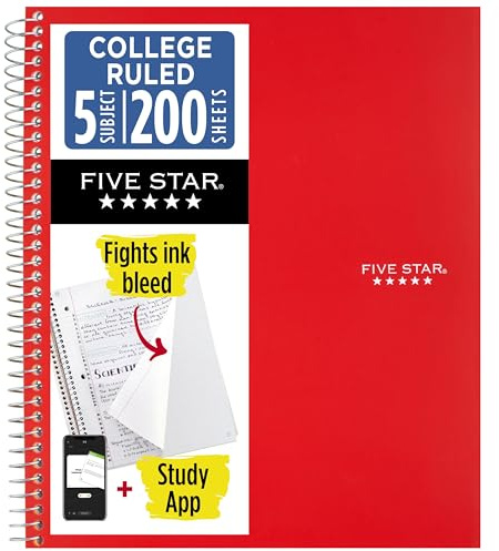 Fünf Star Spiral Notebook 1 Packung rot