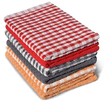 Home Linge Passion Lot de 6 torchons éponge 100% Coton 45x60 cm – Essuie-Mains absorbants – Panaché de Couleurs – Cuisine, Vaisselle, ménage – Lavables et résistants