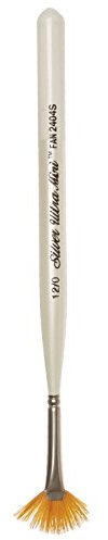 Silver Brush Ultra Mini Fan Short Handle Series 2404 SSize 12/0, Golden Taklon Filaments, Pearl White, 16x3x1 cm