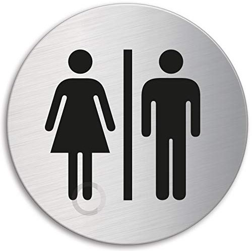 Plaque de Porte en Acier inox brossé - WC Femmes & Hommes | Ø 130 mm No.6958